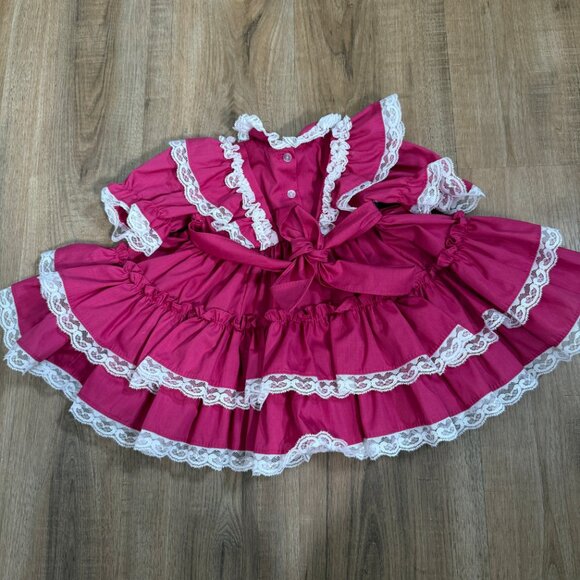 Vintage Red White Lace Baby Girl Dress Victorian 6-9M - Picture 2 of 5